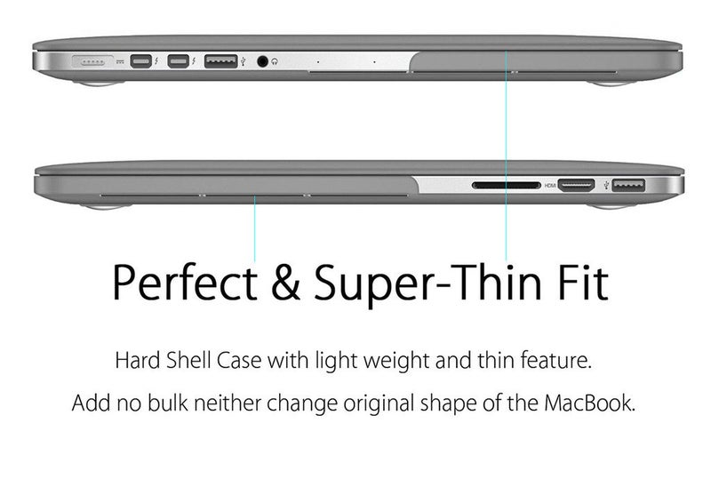 UESWILL Matte Hard Shell Case Cover Compatible with MacBook Pro (Retina, 13 inch, Early 2015/2014/2013/Late 2012), Model A1502/A1425, No CD-ROM, No USB-C, Gray - Image 5